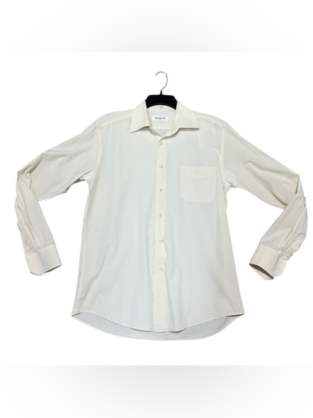 Balmain Paris Men’s Shirt M 39 40 Cream Button Up Long Sleeve Luxury
